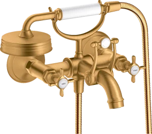 Axor Montreux 2-handle Manual Bath Mixer For Exposed Installation With Cross Handles Gold Brushed