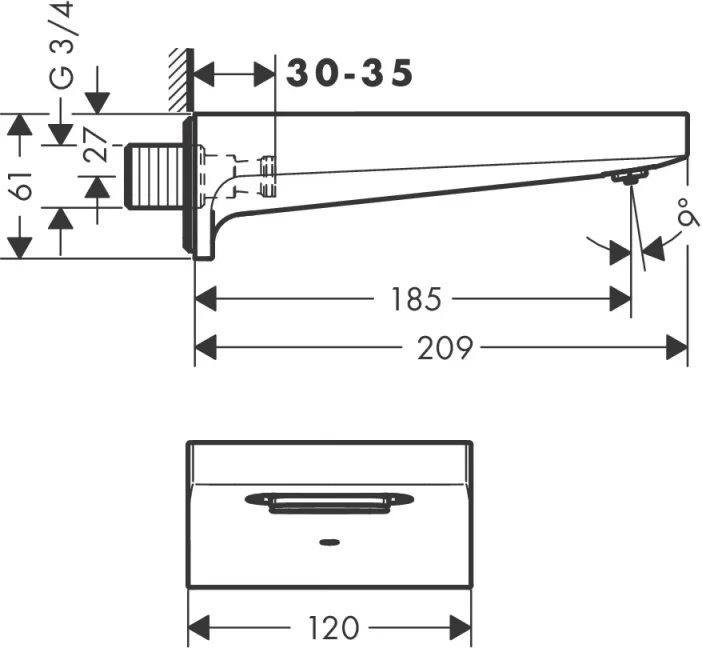 Hansgrohe Metropol Bath Spout 185 Mm detail view - Image 2