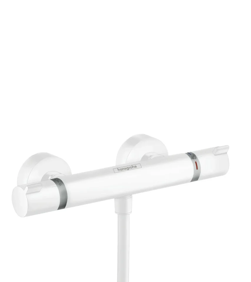 Hansgrohe Ecostat Comfort Thermostatic Shower Mixer For Exposed Installation Matt White product image - Image 1