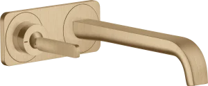 Axor Citterio E Single Lever Basin Mixer Wall-mounted With Pin Handle, Spout 221 Mm And Plate Brushed Bronze