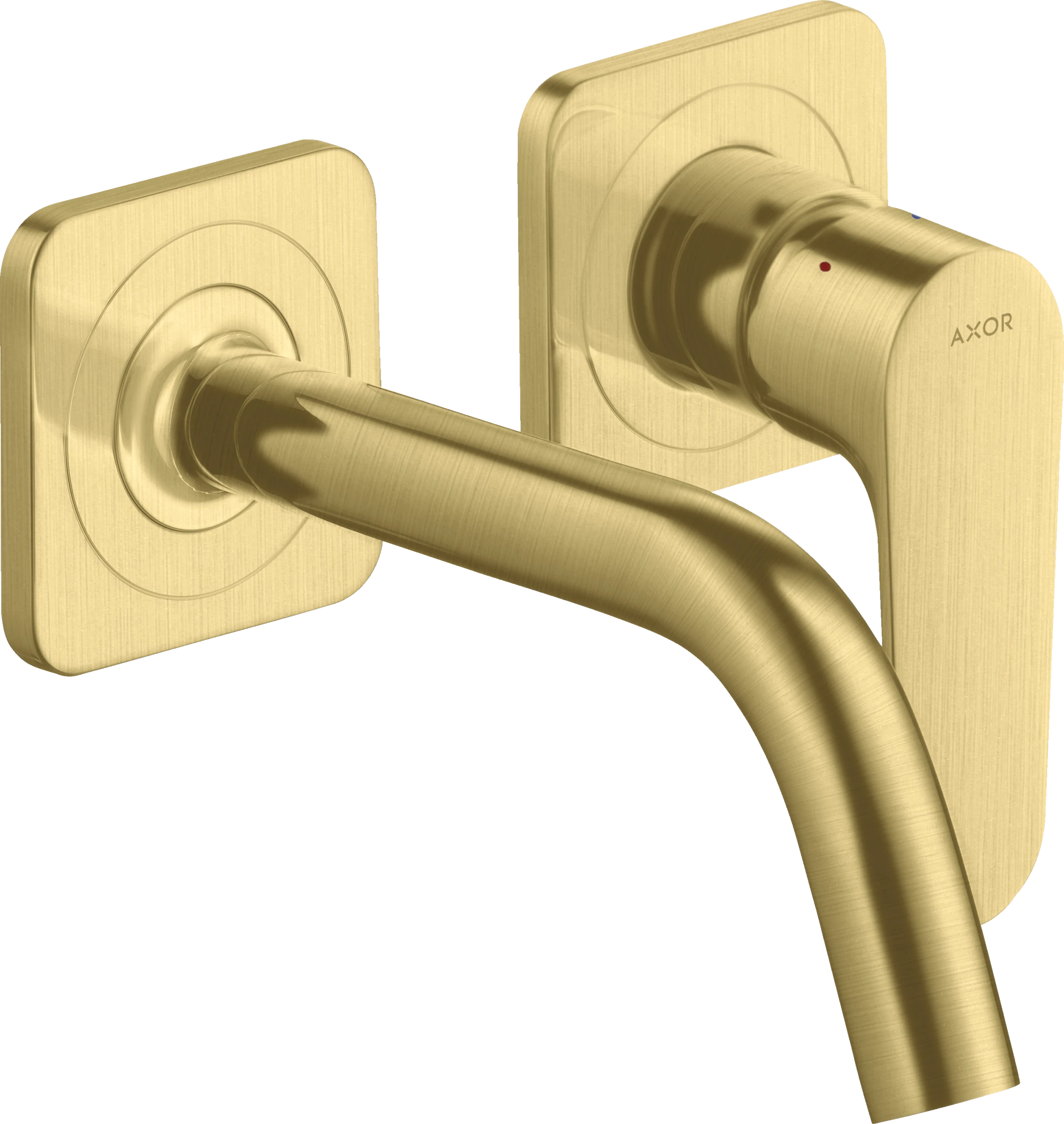 Axor Citterio M Single Lever Basin Mixer For Concealed Installation Wall-mounted With Spout 167 Mm And Escutcheons Brushed Brass