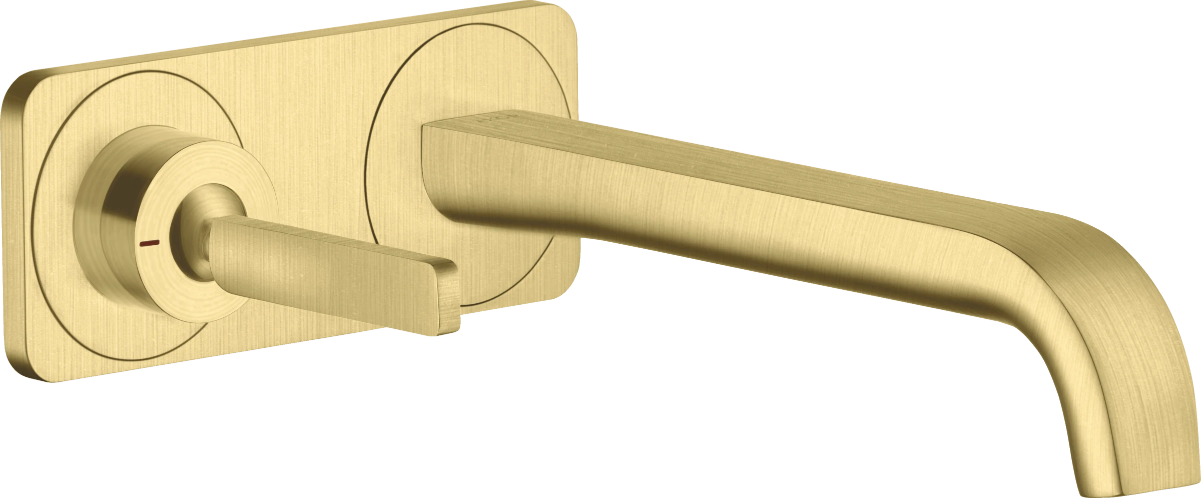 Axor Citterio E Single Lever Basin Mixer Wall-mounted With Pin Handle, Spout 221 Mm And Plate Brushed Brass