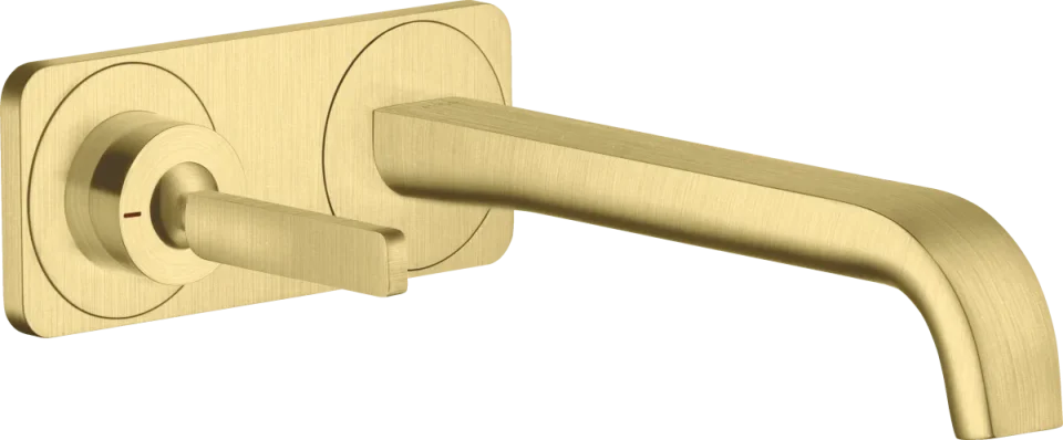 Axor Citterio E Single Lever Basin Mixer Wall-mounted With Pin Handle, Spout 221 Mm And Plate Brushed Brass product image - Image 1
