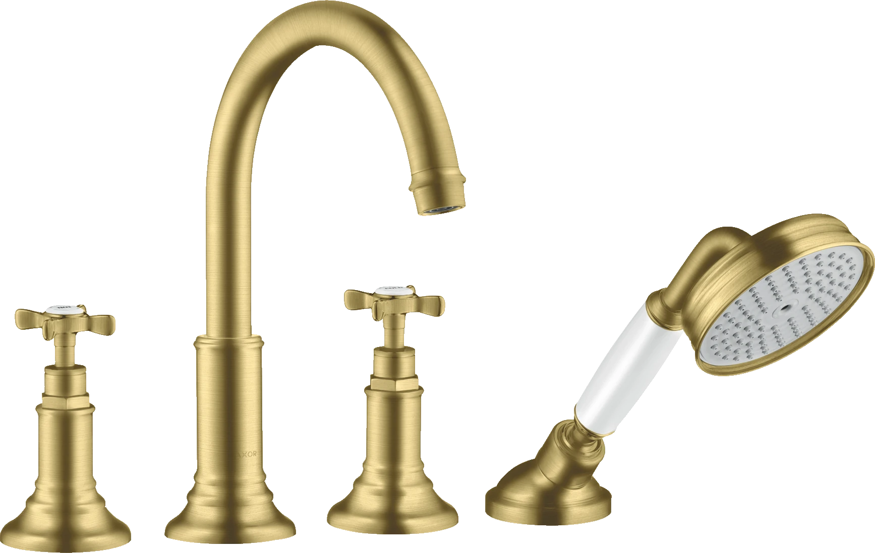 Axor Montreux 4-hole Tile Mounted Bath Mixer With Cross Handles Brushed Brass