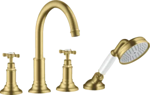 Axor Montreux 4-hole Tile Mounted Bath Mixer With Cross Handles Brushed Brass