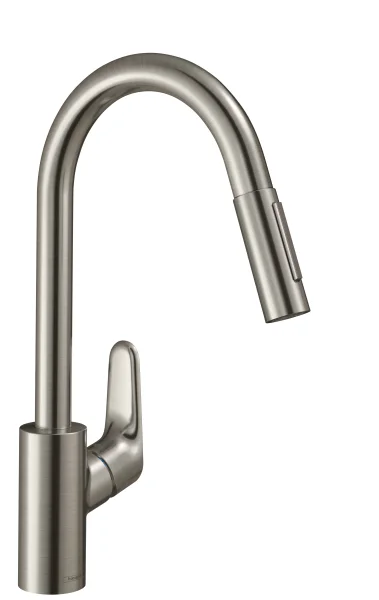 Hansgrohe Focus M41 Single Lever Kitchen Mixer 240 With Pull-out Spray, 2 Spray Modes Stainless Steel