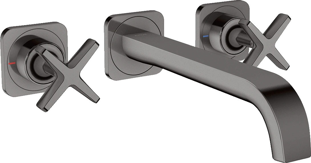 Axor Citterio E 3-hole Basin Mixer For Concealed Installation Wall-mounted With Spout 220 Mm And Escutcheons Polished Black Chrome