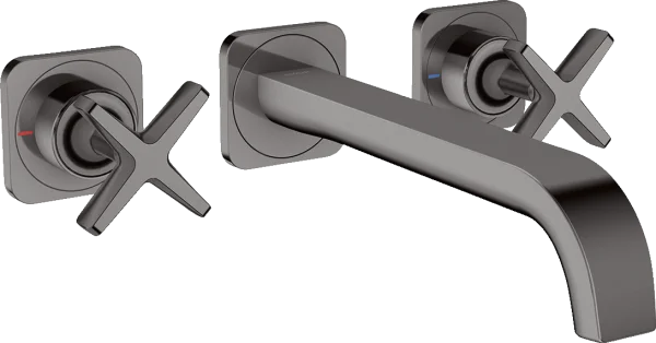 Axor Citterio E 3-hole Basin Mixer For Concealed Installation Wall-mounted With Spout 220 Mm And Escutcheons Polished Black Chrome