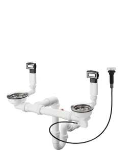 Hansgrohe Automatic Waste And Overflow Set For Double Bowl Stainless Steel