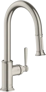 Axor Montreux Single Lever Kitchen Mixer 180 With Pull-out Spray Stainless Steel