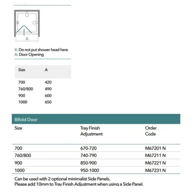 Merlyn 6 Series Bifold Door 760/800mm technical drawing - Image 2