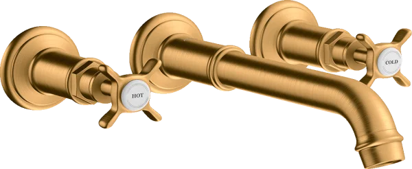 Axor Montreux 3-hole Basin Mixer For Concealed Installation Wall-mounted And Cross Handles Gold Brushed