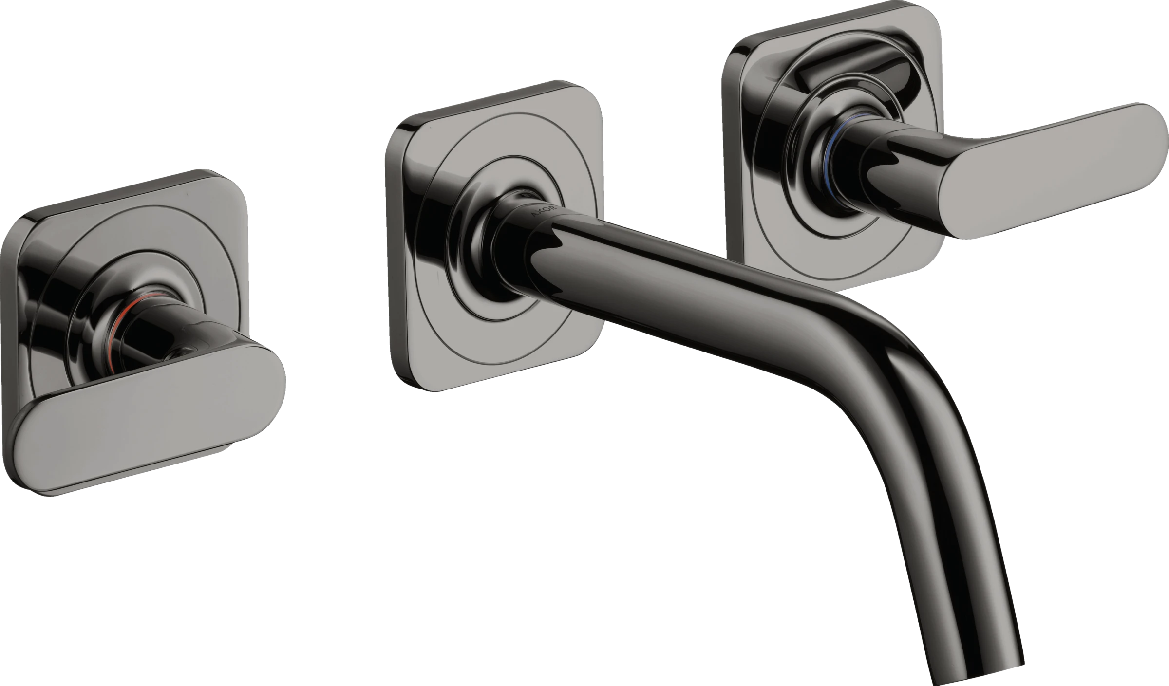 Axor Citterio M 3-hole Basin Mixer For Concealed Installation Wall-mounted With Spout 166 Mm, Lever Handles And Escutcheons Polished Black Chrome