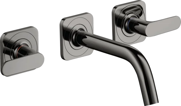 Axor Citterio M 3-hole Basin Mixer For Concealed Installation Wall-mounted With Spout 166 Mm, Lever Handles And Escutcheons Polished Black Chrome