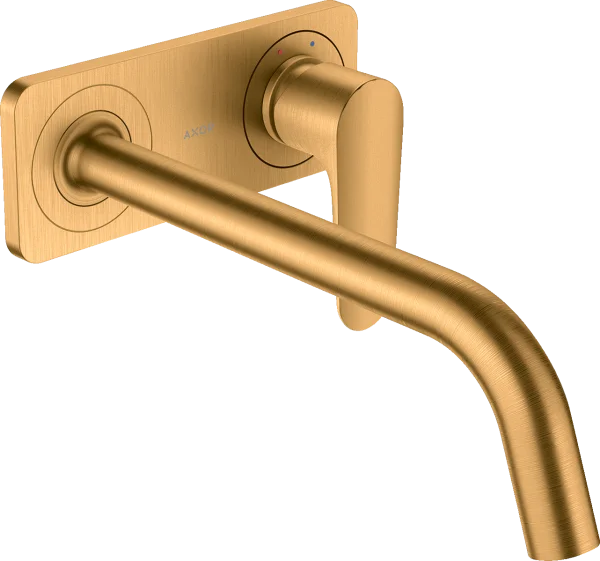 Axor Citterio M Single Lever Basin Mixer For Concealed Installation Wall-mounted With Spout 227 Mm And Plate Gold Brushed