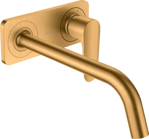 Axor Citterio M Single Lever Basin Mixer For Concealed Installation Wall-mounted With Spout 227 Mm And Plate Gold Brushed