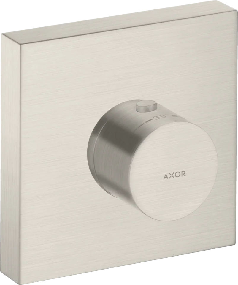 Axor Showersolutions Thermostatic Module 120/120 Square For Concealed Installation Stainless Steel Optic product image - Image 1