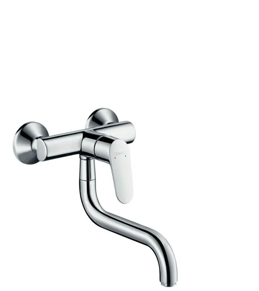 Hansgrohe Focus M41 Single Lever Kitchen Mixer Wall-mounted, Single Spray Mode Chrome product image - Image 1