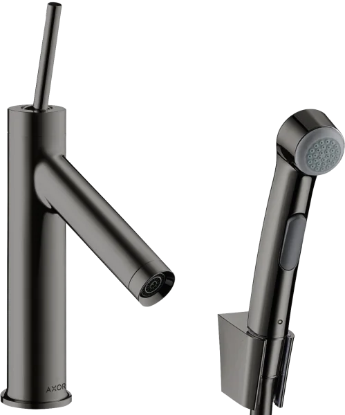 Axor Starck Single Lever Basin Mixer 90 With Bidet 1jet Shower Spray And Shower Hose 1.6 M Polished Black Chrome