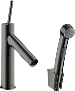 Axor Starck Single Lever Basin Mixer 90 With Bidet 1jet Shower Spray And Shower Hose 1.6 M Polished Black Chrome
