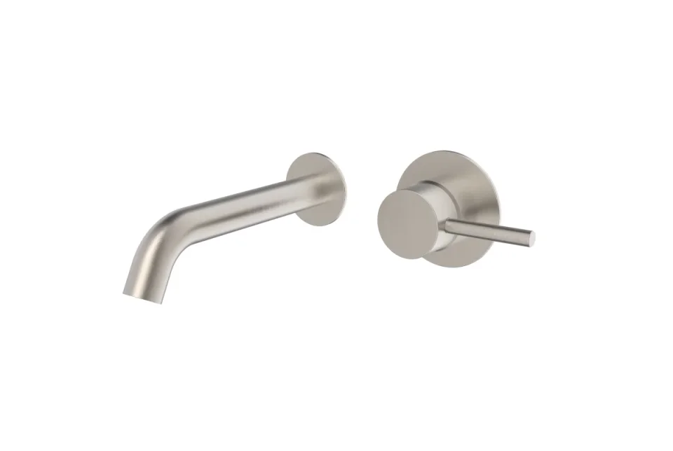 Saneux Cos Wall Mounted 2 Plate Basin Mixer - Brushed Nickel product image - Image 1