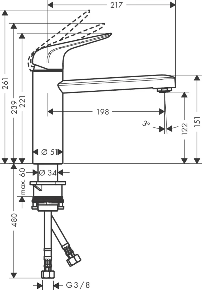 Hansgrohe Focus M42 Single Lever Kitchen Mixer 120 Coolstart, Ecoselection, Single Spray Mode Chrome detail view - Image 2
