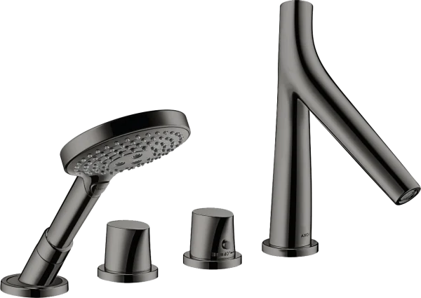 Axor Starck Organic 4-hole Tile Mounted Thermostatic Bath Mixer Polished Black Chrome