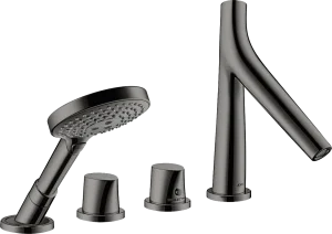 Axor Starck Organic 4-hole Tile Mounted Thermostatic Bath Mixer Polished Black Chrome