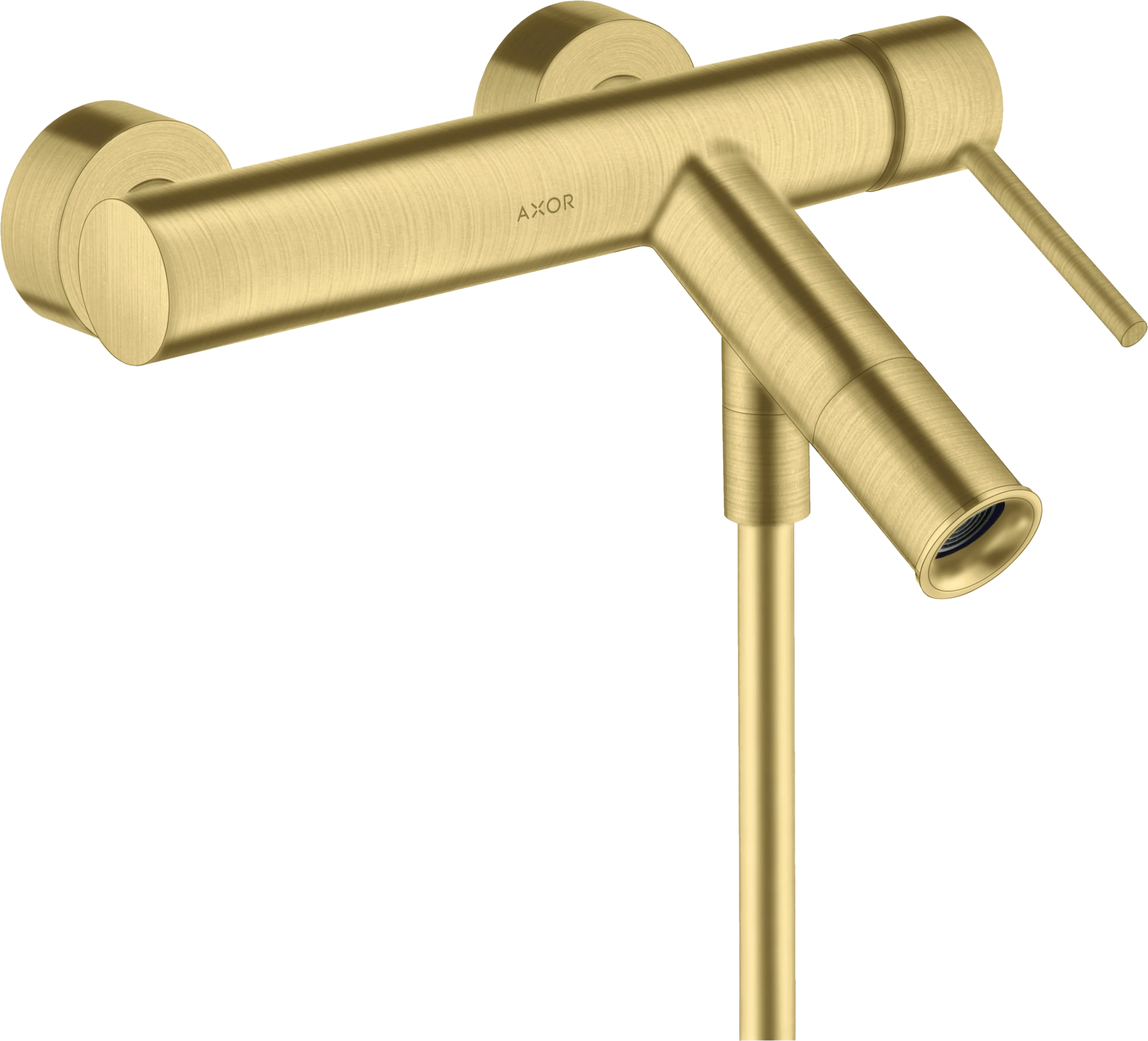 Axor Starck Single Lever Manual Bath Mixer For Exposed Installation With Pin Handle Brushed Brass