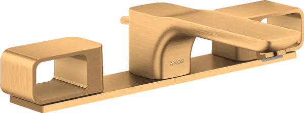 Axor Urquiola 3-hole Basin Mixer 50 With Plate And Pop-up Waste Gold Brushed