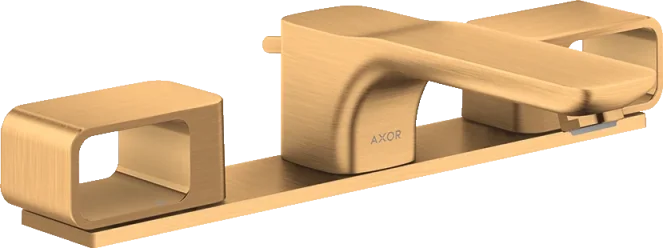 Axor Urquiola 3-hole Basin Mixer 50 With Plate And Pop-up Waste Brushed Gold Optic product image - Image 1