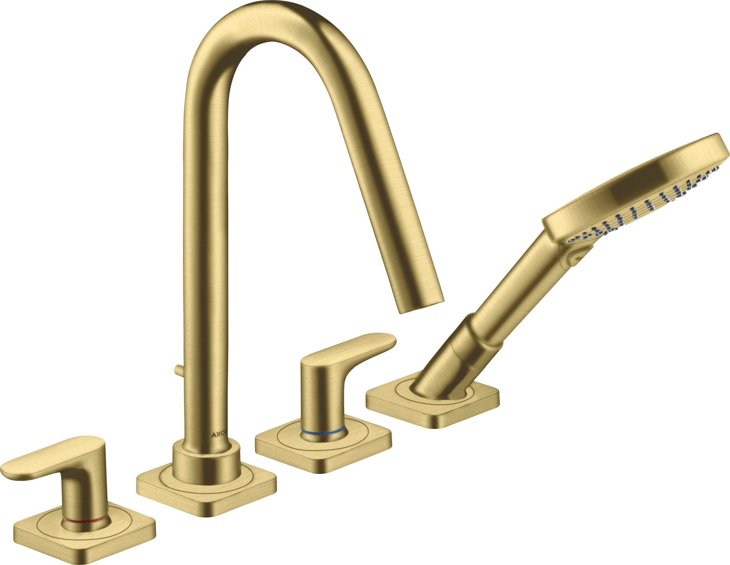 Axor Citterio M 4-hole Tile Mounted Bath Mixer With Lever Handles And Escutcheons Brushed Brass