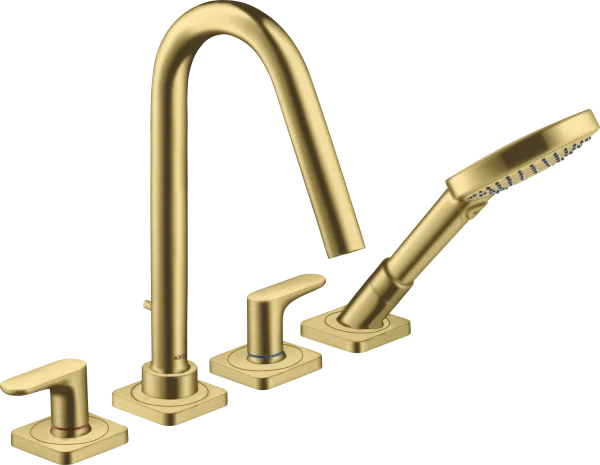 Axor Citterio M 4-hole Tile Mounted Bath Mixer With Lever Handles And Escutcheons Brushed Brass