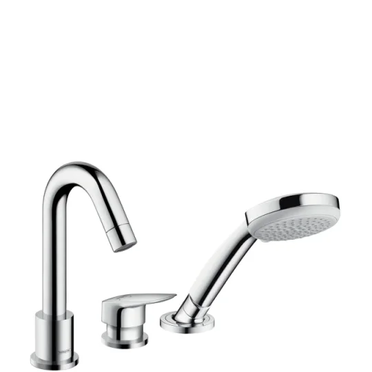Hansgrohe Logis 3-hole Rim-mounted Single Lever Bath Mixer For Secuflex Chrome detail view - Image 2