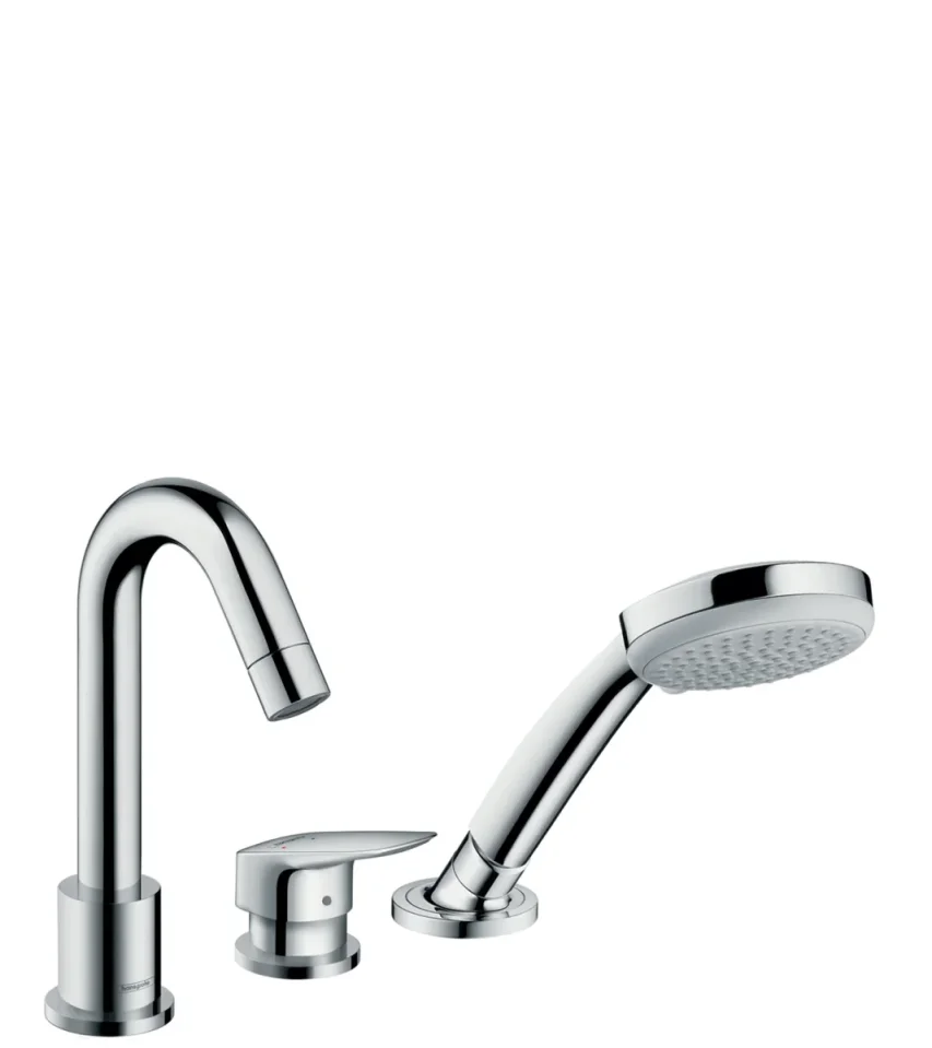 Hansgrohe Logis 3-hole Rim-mounted Single Lever Bath Mixer For Secuflex Chrome product image - Image 1