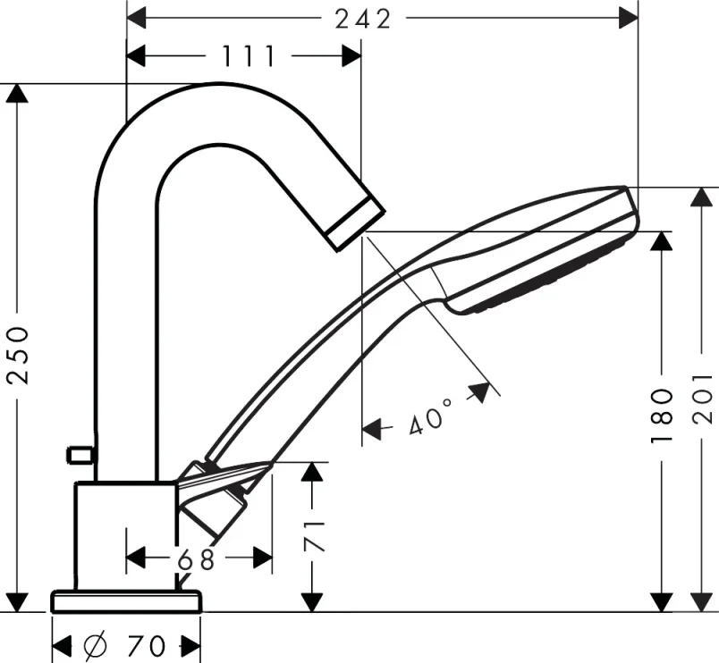 Hansgrohe Logis 3-hole Rim-mounted Single Lever Bath Mixer For Secuflex Chrome detail view - Image 3
