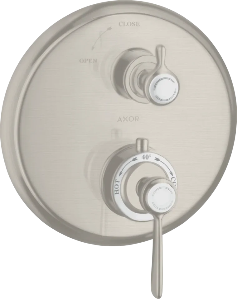 Axor Montreux Thermostatic Mixer For Concealed Installation With Lever Handle And Shut-off Valve Stainless Steel Optic product image - Image 1