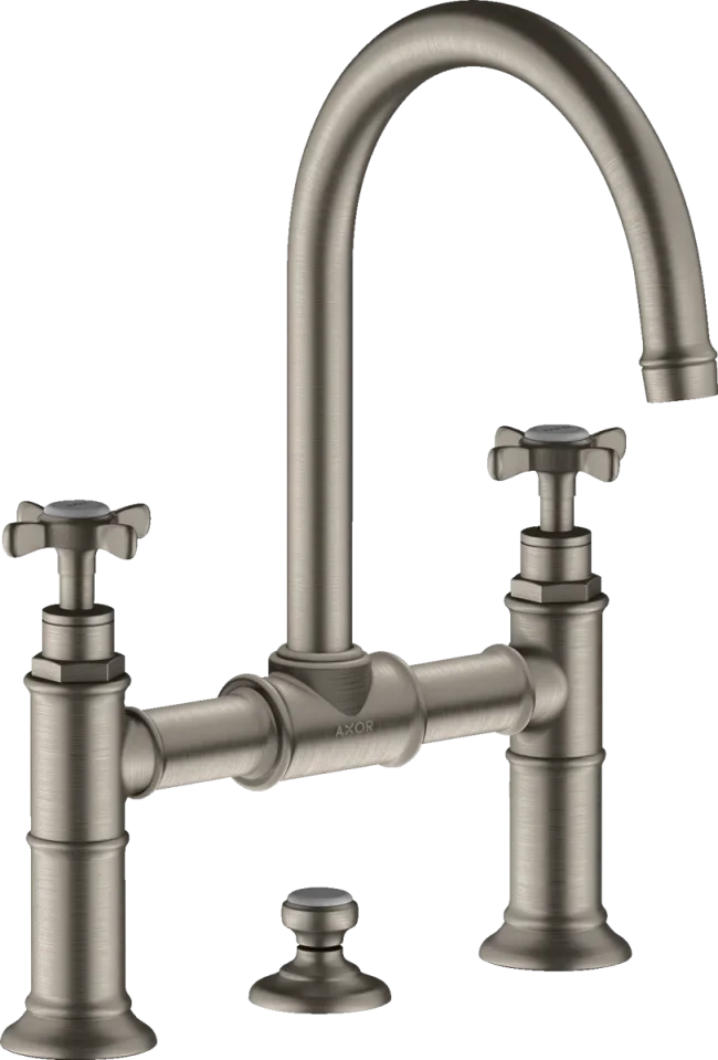 Axor Montreux 2-handle Basin Mixer 220 With Cross Handles And Pop-up Waste Stainless Steel Optic product image - Image 1