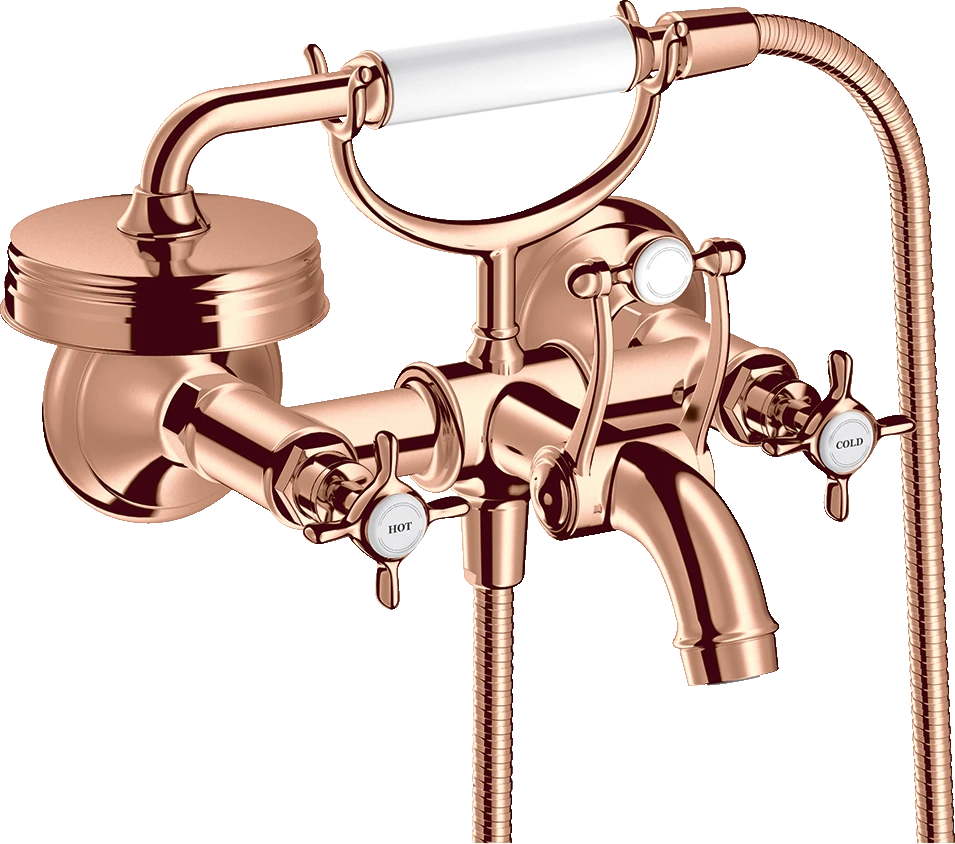 Axor Montreux 2-handle Manual Bath Mixer For Exposed Installation With Cross Handles Polished Red Gold