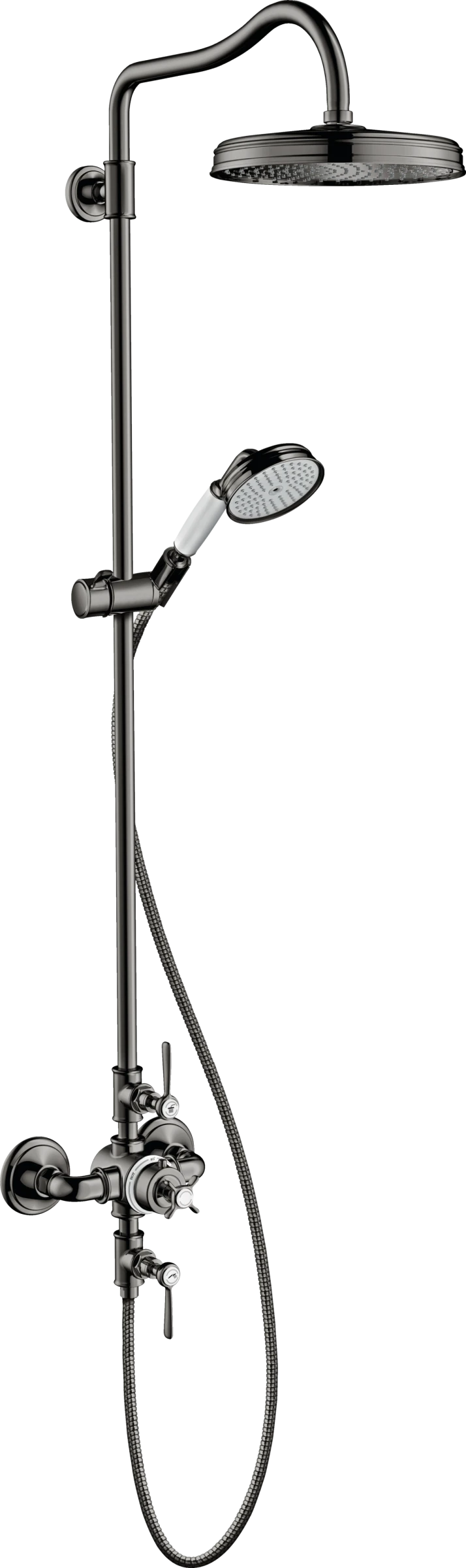 Axor Montreux Showerpipe With Thermostatic Mixer And 1jet Overhead Shower 240 Polished Black Chrome