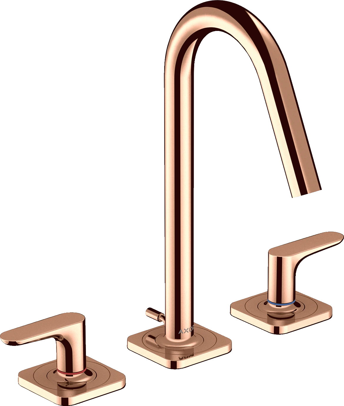 Axor Citterio M 3-hole Basin Mixer 160 With Lever Handles, Escutcheons And Pop-up Waste Polished Red Gold