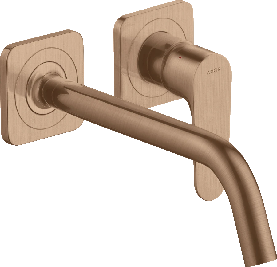 Axor Citterio M Single Lever Basin Mixer For Concealed Installation Wall-mounted With Spout 227 Mm And Escutcheons Brushed Red Gold
