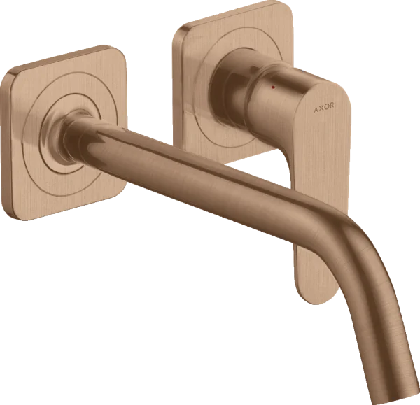 Axor Citterio M Single Lever Basin Mixer For Concealed Installation Wall-mounted With Spout 227 Mm And Escutcheons Brushed Red Gold