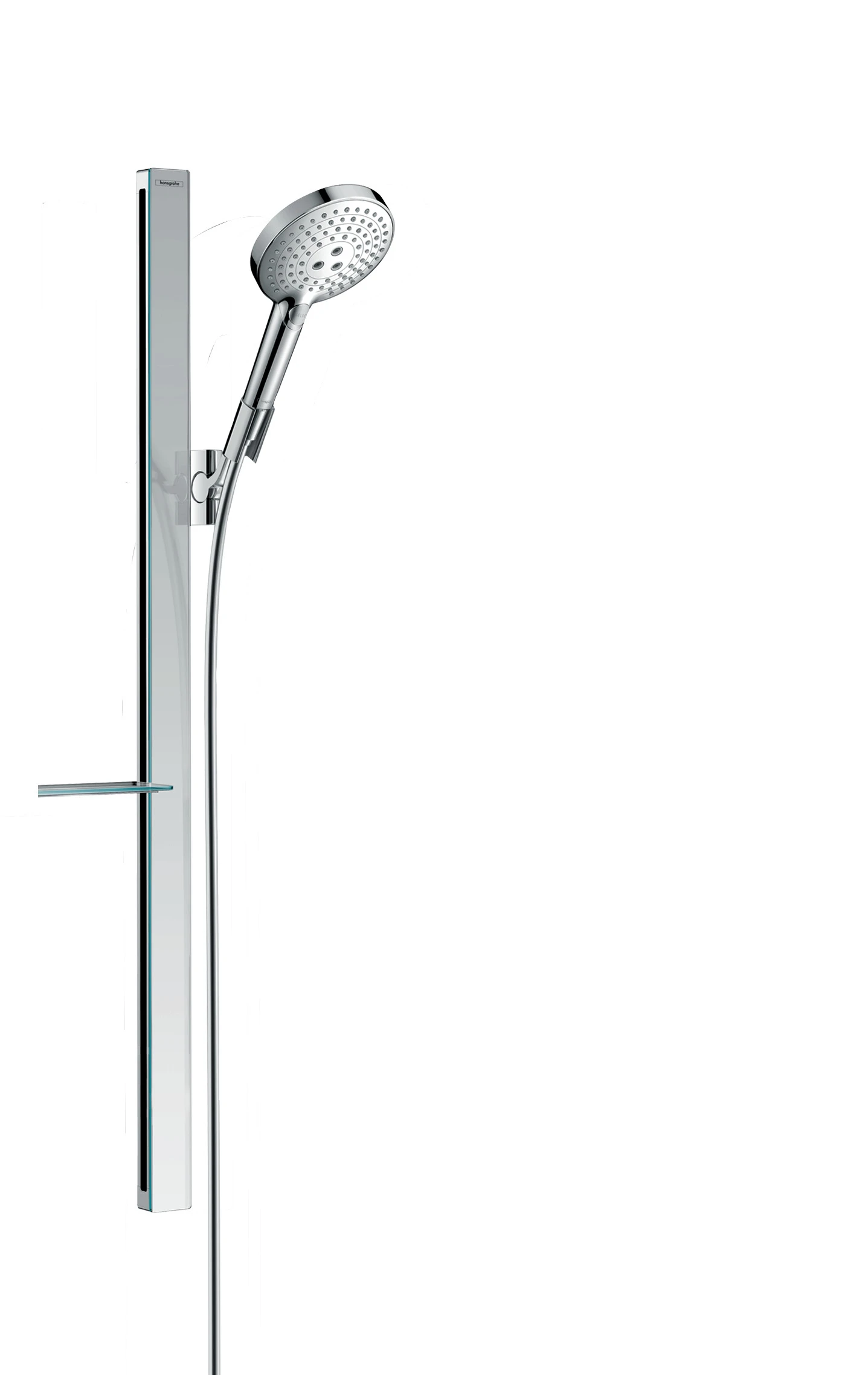 Hansgrohe Raindance Select S Shower Set 120 3jet Ecosmart With Unica'e Shower Rail 90 Cm And Shelf Chrome