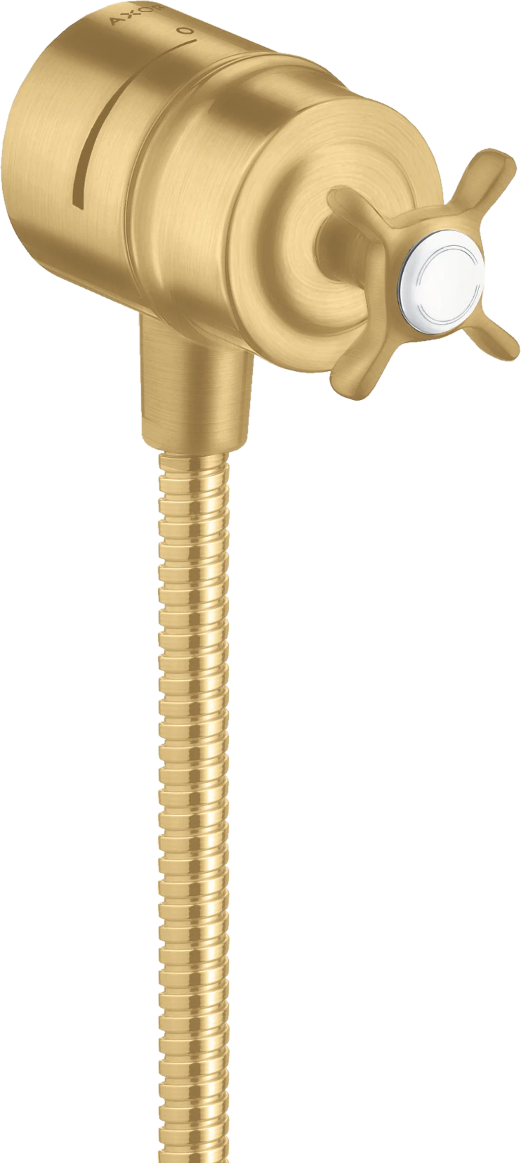 Axor Montreux Wall Outlet Stop With Non-return Valve, Shut-off Valve And Cross Handle Gold Brushed