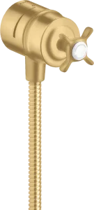 Axor Montreux Wall Outlet Stop With Non-return Valve, Shut-off Valve And Cross Handle Gold Brushed