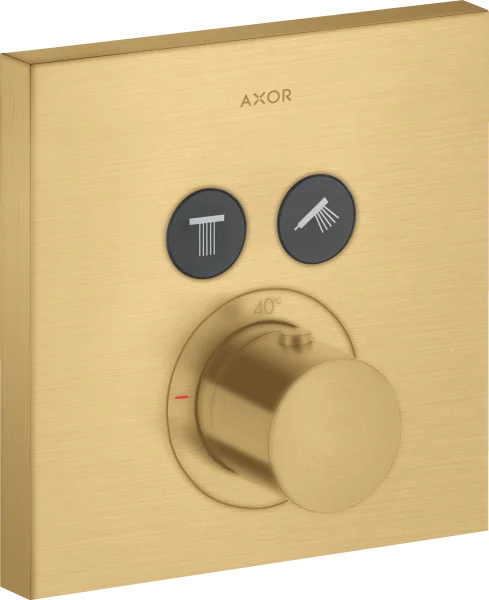 Axor Showersolutions Thermostatic Mixer Square For Concealed Installation For 2 Outlets Gold Brushed