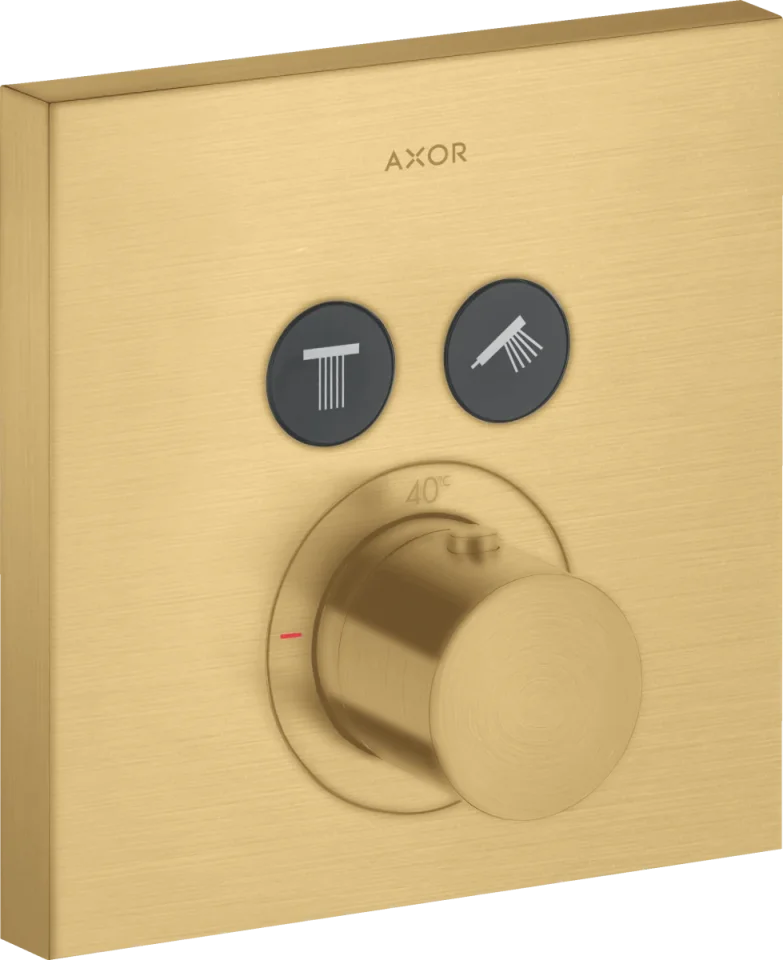 Axor Showersolutions Thermostatic Mixer Square For Concealed Installation For 2 Outlets Brushed Gold Optic product image - Image 1