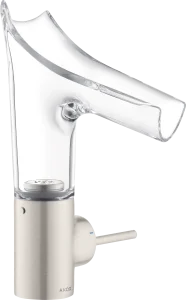 Axor Starck V Single Lever Basin Mixer 140 With Glass Spout Without Waste Stainless Steel