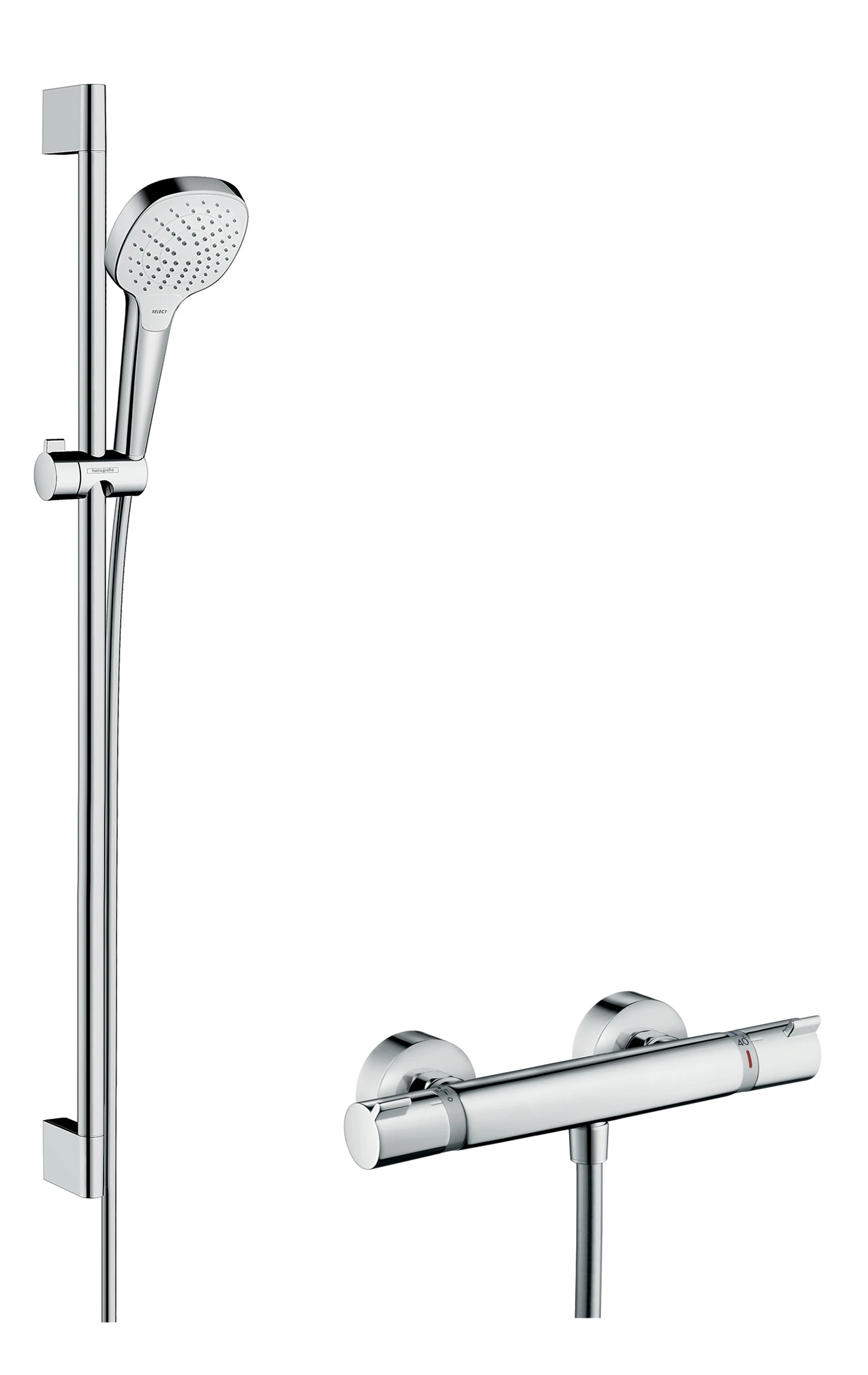 Hansgrohe Croma Select E Shower System 110 Vario With Ecostat Comfort Thermostatic Mixer And Shower Rail 90 Cm